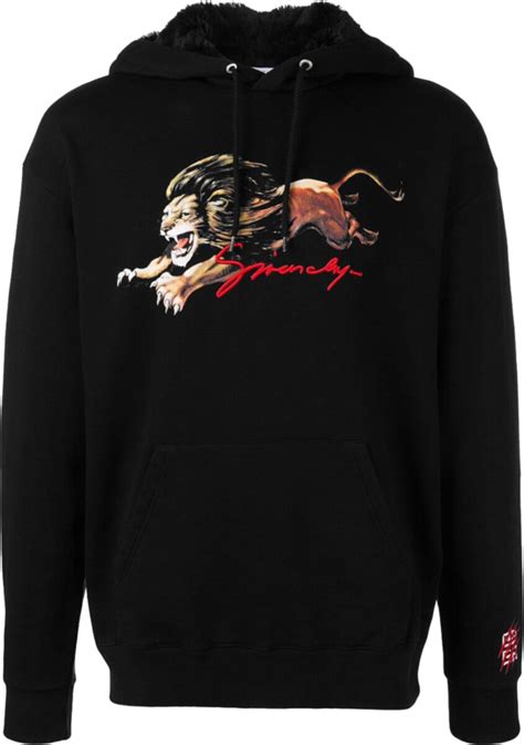 givenchy lion jumper|Givenchy black and beige hoodie.